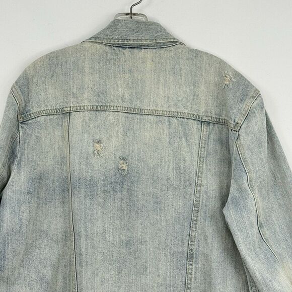 Pistola Cropped Denim Long Sleeve Jacket Raw Hem Size Medium Blue - Picture 8 of 16